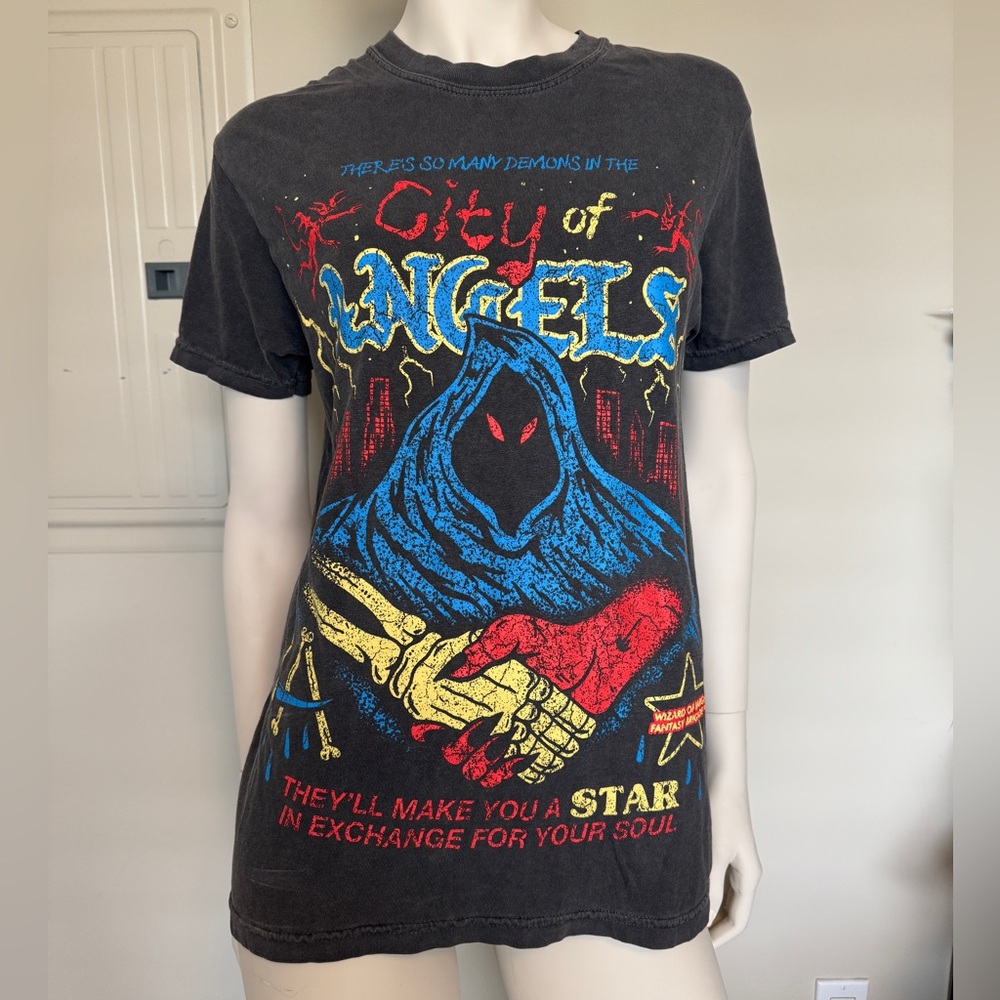 Wizard of Barge LA City of Angels Graphic Tee - NEW Vintage Black